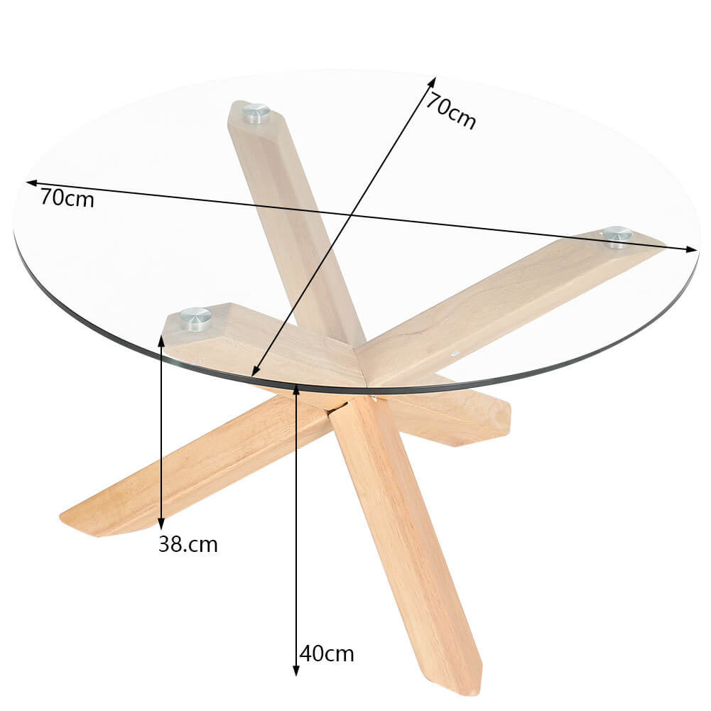 Round Tempered Glass Top Dining Table Coffee Desk