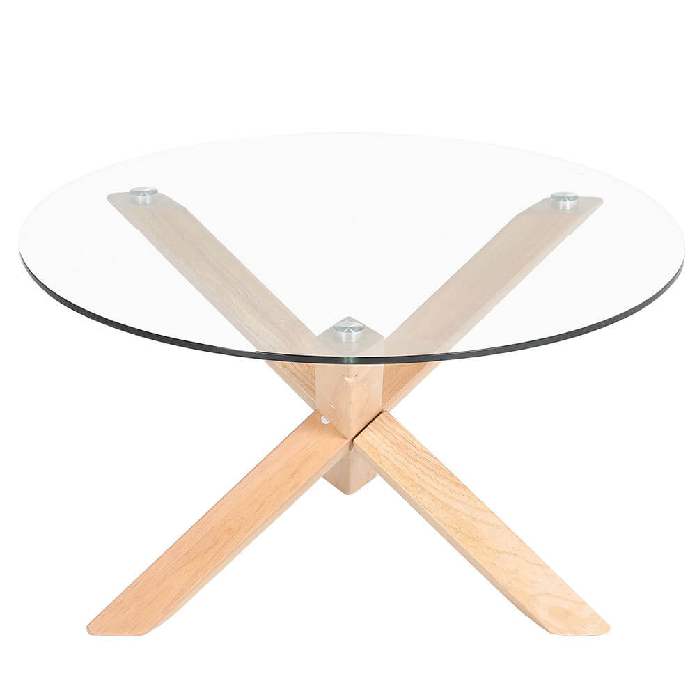 Round Tempered Glass Top Dining Table Coffee Desk