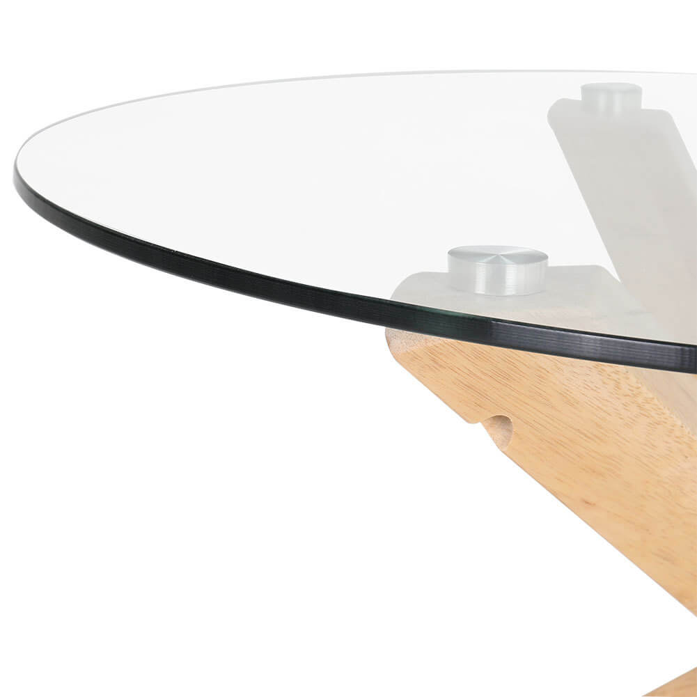 Round Tempered Glass Top Dining Table Coffee Desk