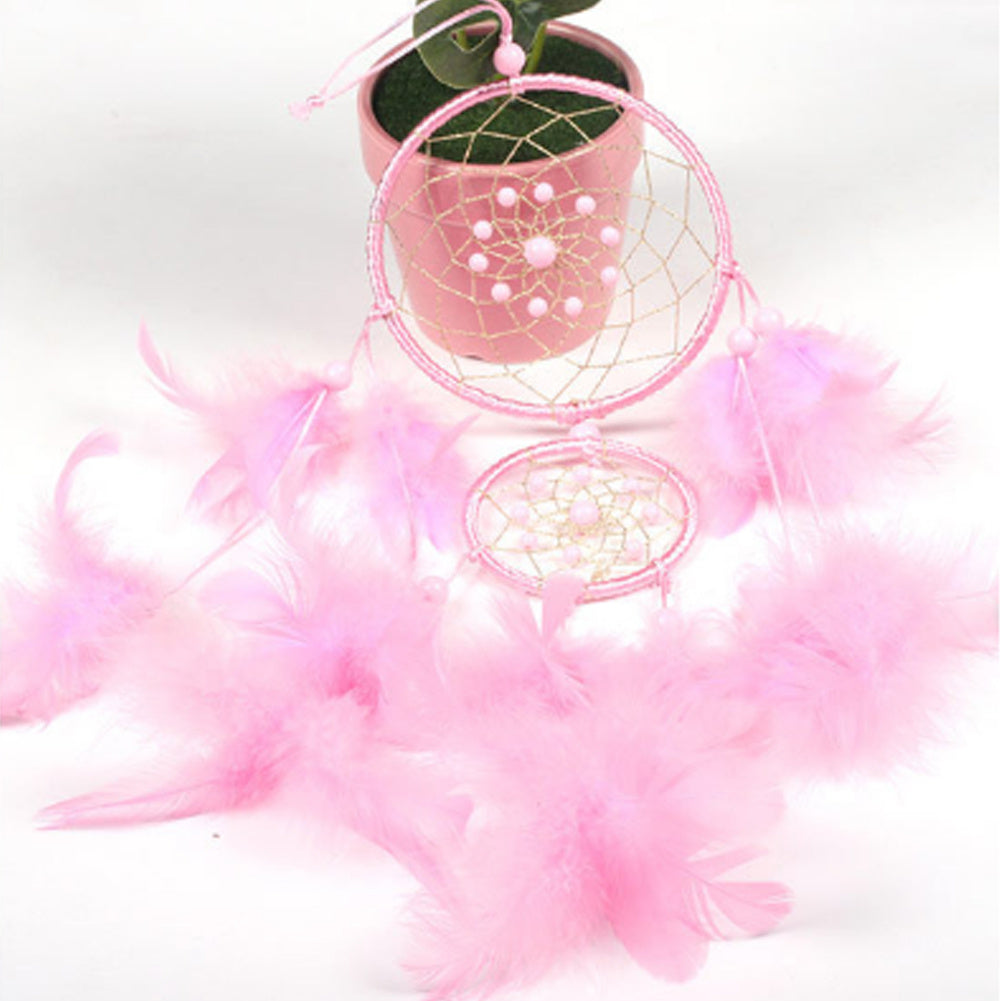 Pink LED Light Feather Ring Dream Catcher Dreamcatcher Gifts Room Decor