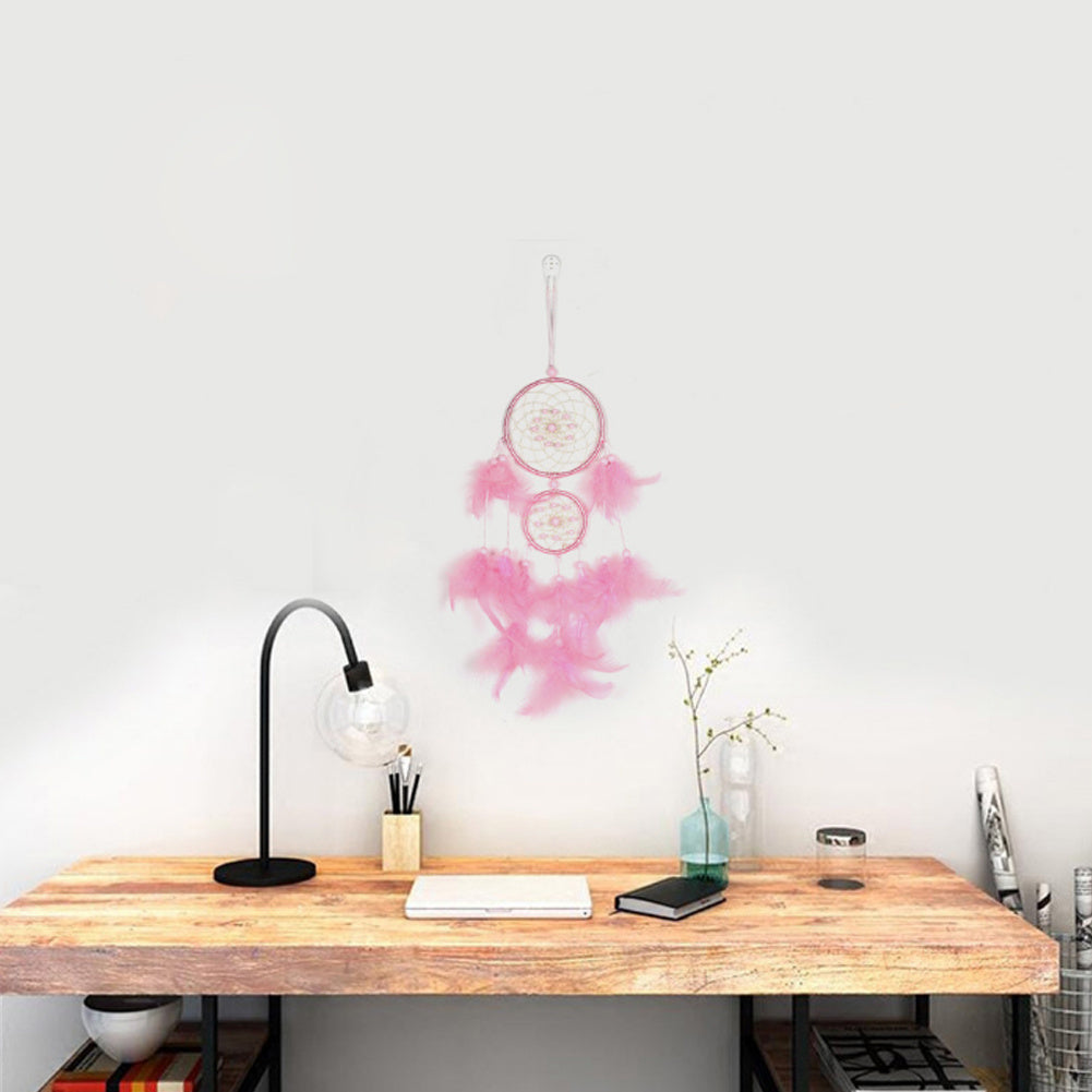 Pink LED Light Feather Ring Dream Catcher Dreamcatcher Gifts Room Decor