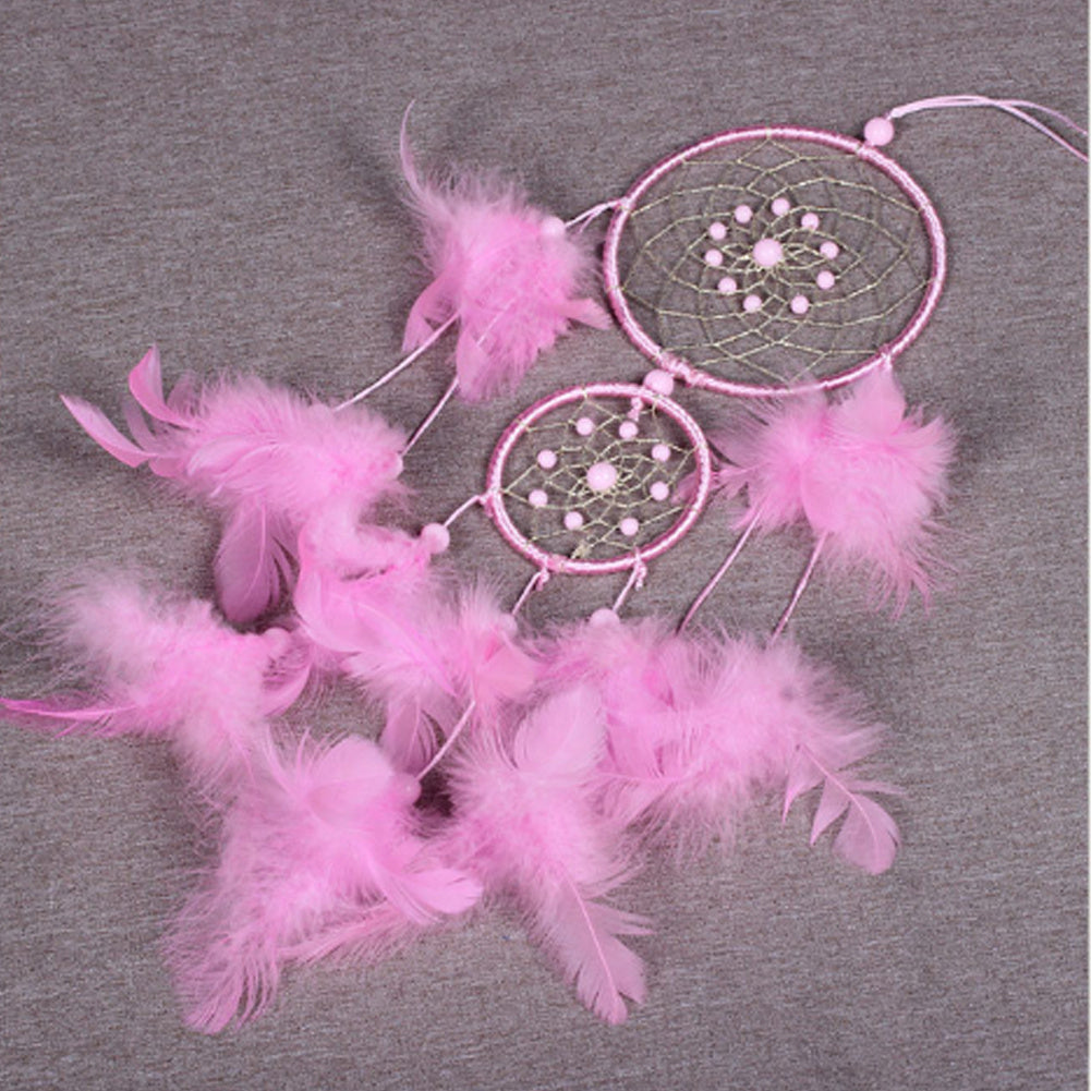 Pink LED Light Feather Ring Dream Catcher Dreamcatcher Gifts Room Decor