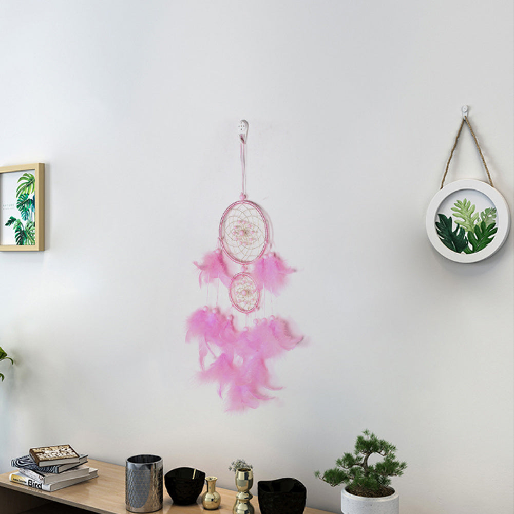 Pink LED Light Feather Ring Dream Catcher Dreamcatcher Gifts Room Decor