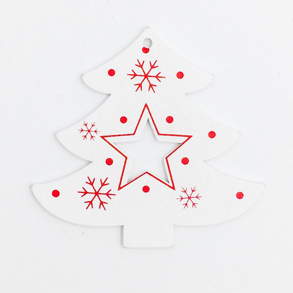 4pcs Wood Christmas Tree Cartoon Angel Deer Tree Pentagram Decor