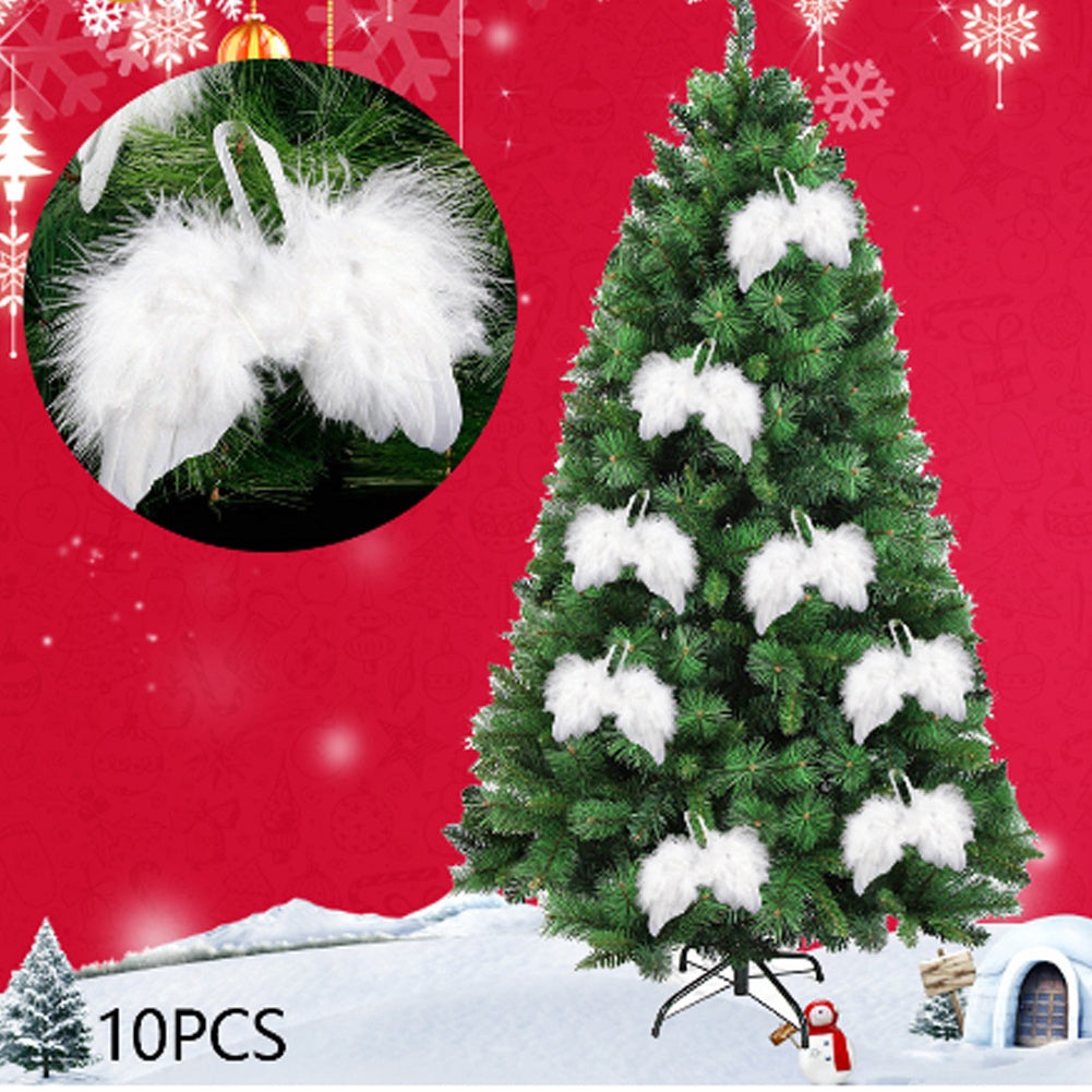 10pcs White Feather Angel Wings DIY Xmas Tree Hanging Ornament