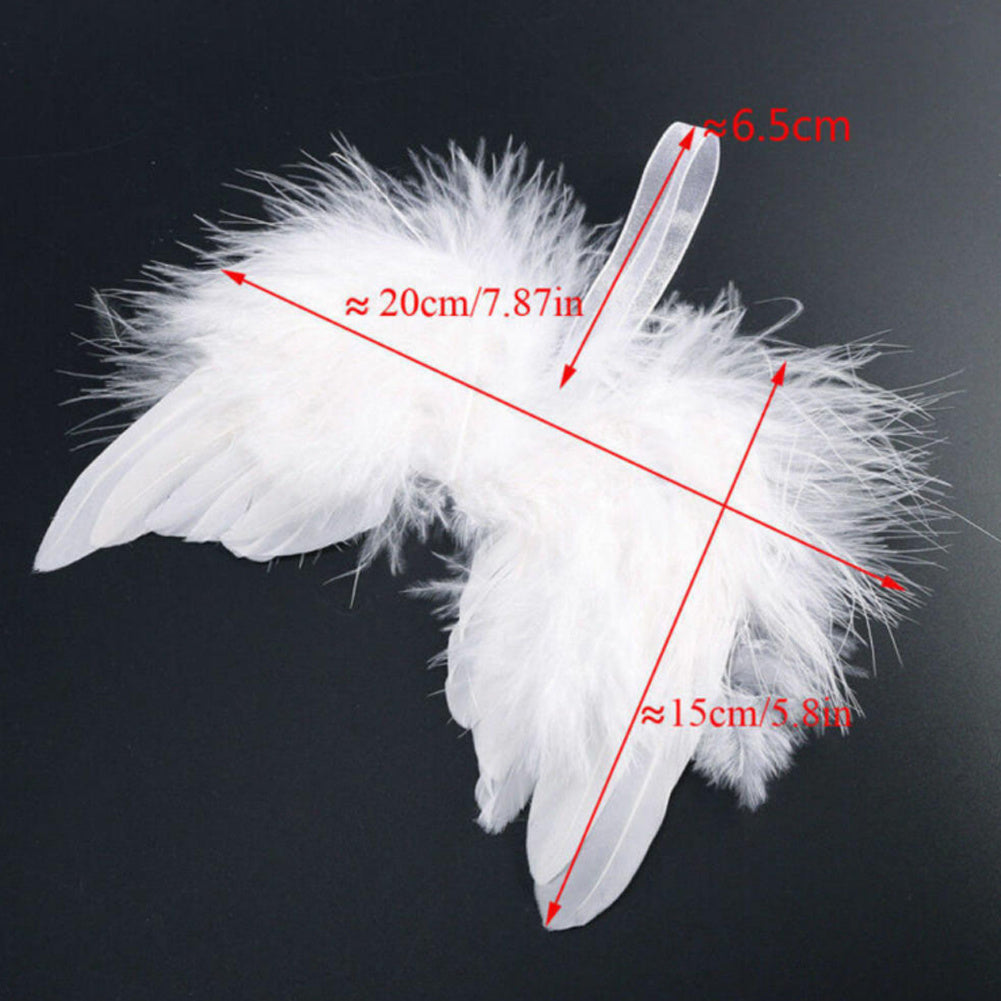 10pcs White Feather Angel Wings DIY Xmas Tree Hanging Ornament