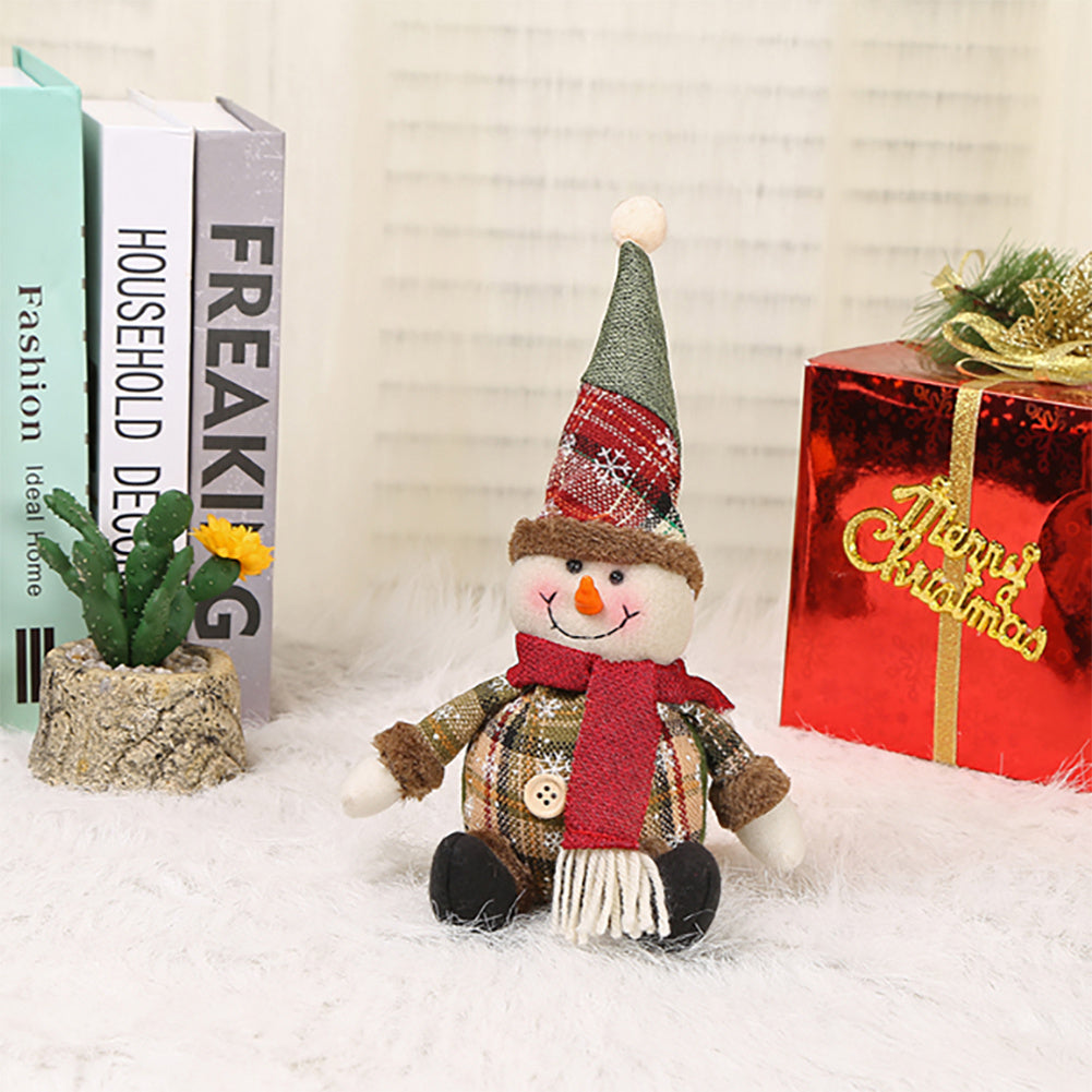 3pcs Xmas Snowman Santa Claus Reindeer Dolls Tabletop Ornament