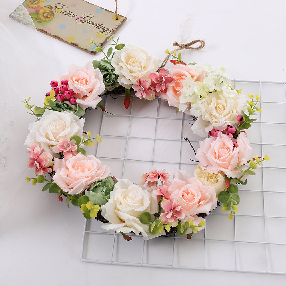 30CM Artificial Rose Wreath Festival Wedding Door Wall Garland