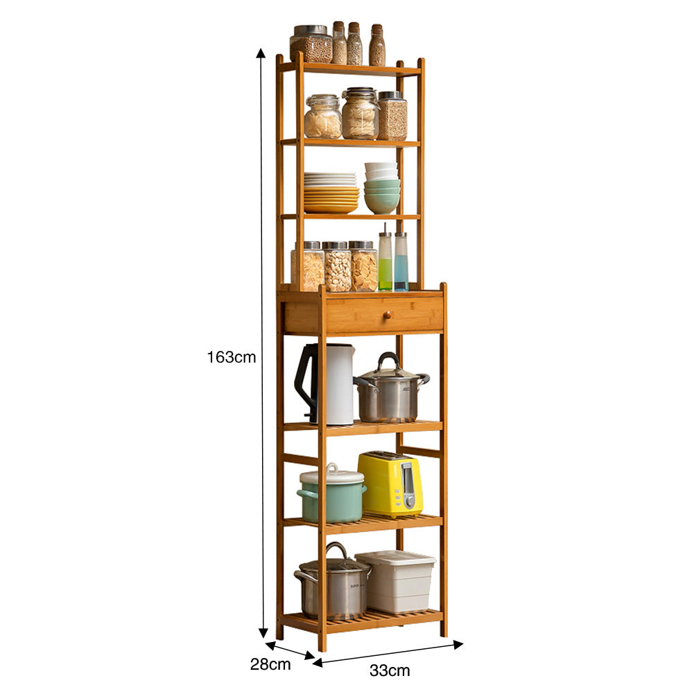 7 Tier Wood Bookcase Cupboard Storage Shelf Shelving Unit with Drawer