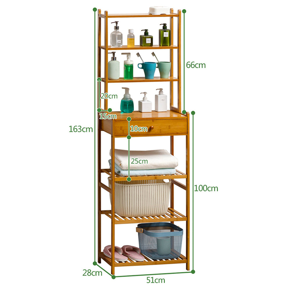 7 Tier Wood Bookcase Cupboard Storage Shelf Shelving Unit with Drawer