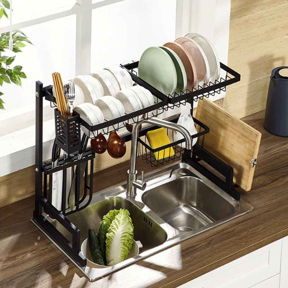 Dish Bowl Drying Rack Over Sink Stainless Steel Drainer Utensils Holder Shelf