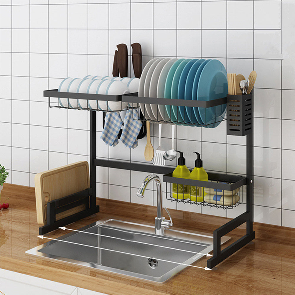 Dish Bowl Drying Rack Over Sink Stainless Steel Drainer Utensils Holder Shelf