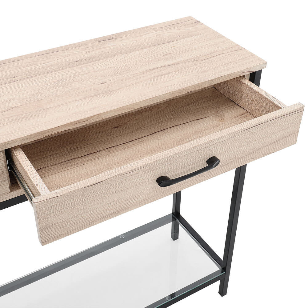 Wood Console Table End Side Table Hallway Entryway Desk with 2 Drawers