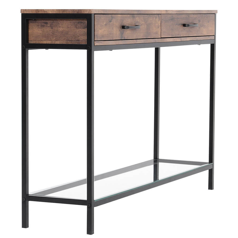 Wood Console Table End Side Table Hallway Entryway Desk with 2 Drawers