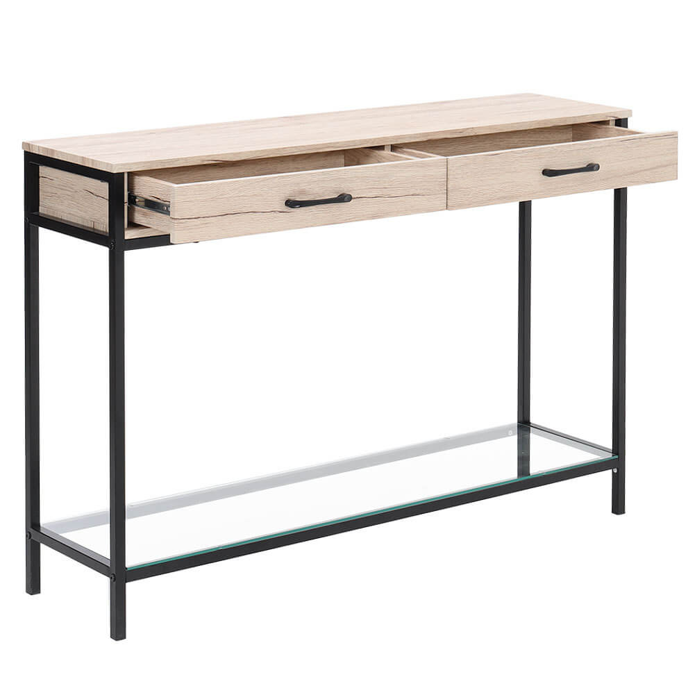 Wood Console Table End Side Table Hallway Entryway Desk with 2 Drawers