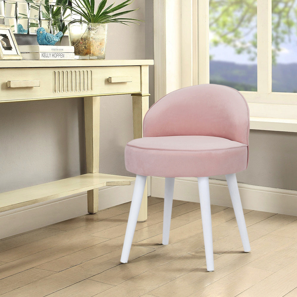 Velvet Dressing Table Stool Scallop Wooden Vanity Chair