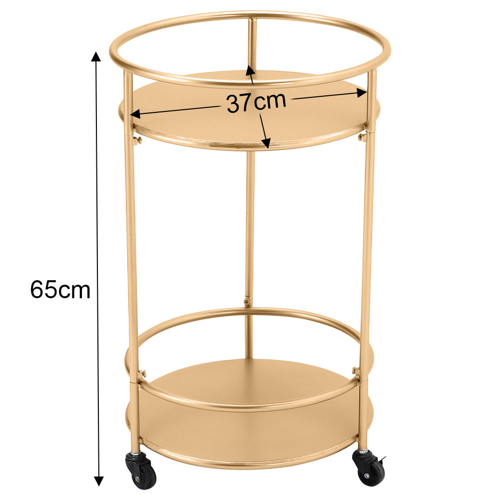 Two-Layer Metal Wine Rack Cart Rolling Bar Serving Trolley Kitchen Drinks Holder