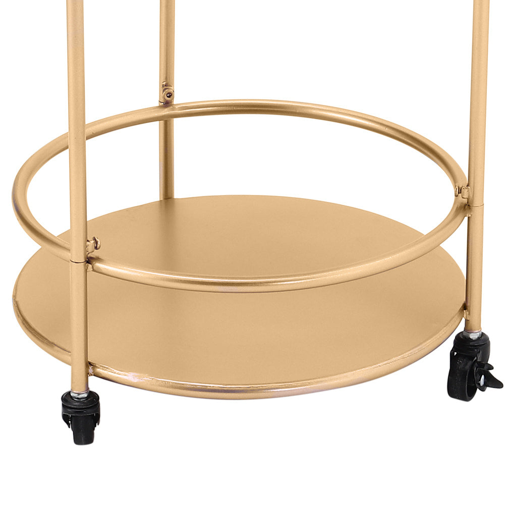 Two-Layer Metal Wine Rack Cart Rolling Bar Serving Trolley Kitchen Drinks Holder