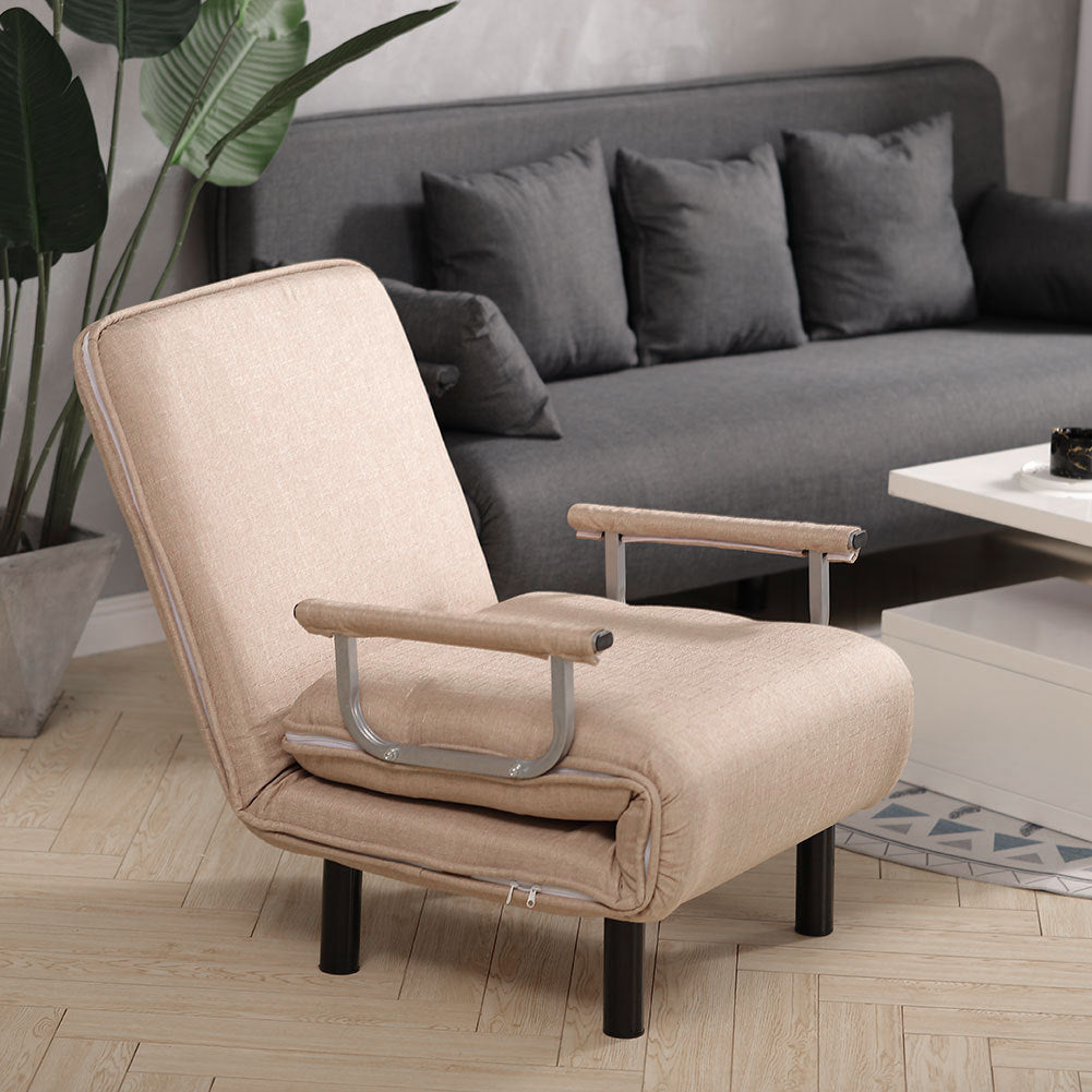 Linen Fabric Padded Single Recliner Sofa Armchair
