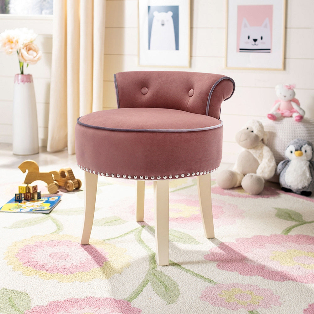 Velvet Upholstered Dressing Table Stool Makeup Vanity Piano Stool