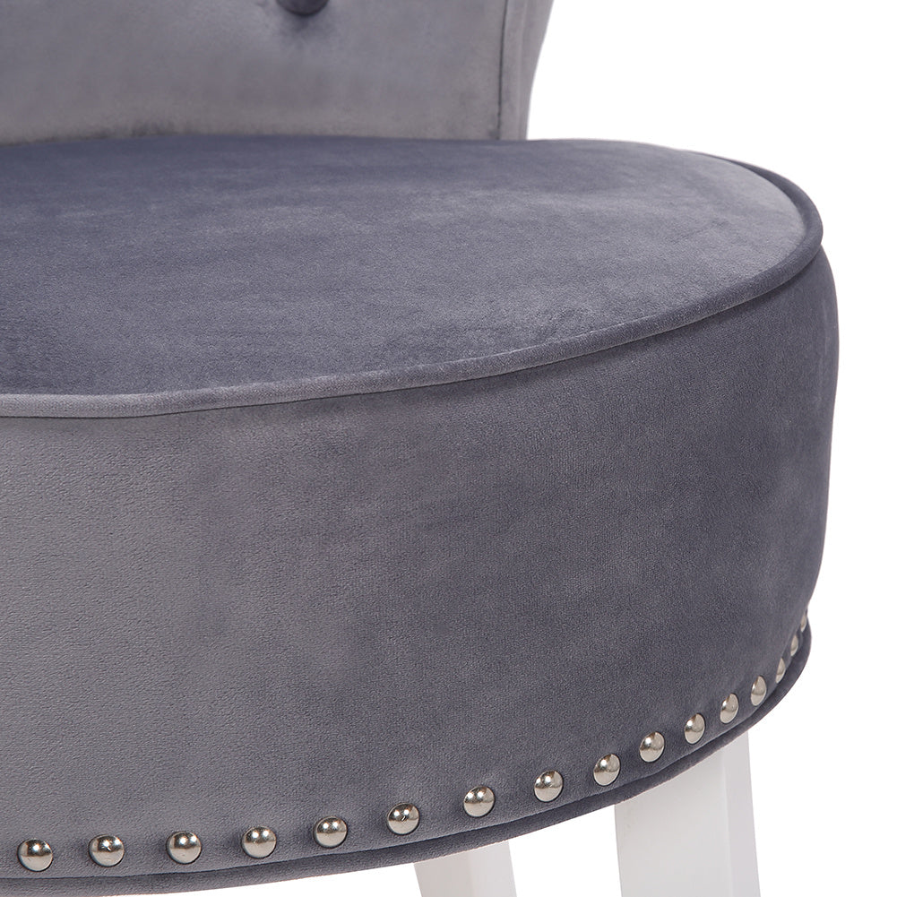 Velvet Upholstered Dressing Table Stool Makeup Vanity Piano Stool