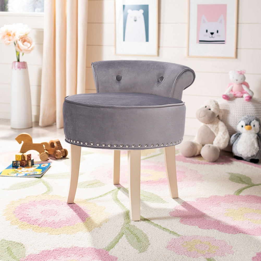 Velvet Upholstered Dressing Table Stool Makeup Vanity Piano Stool