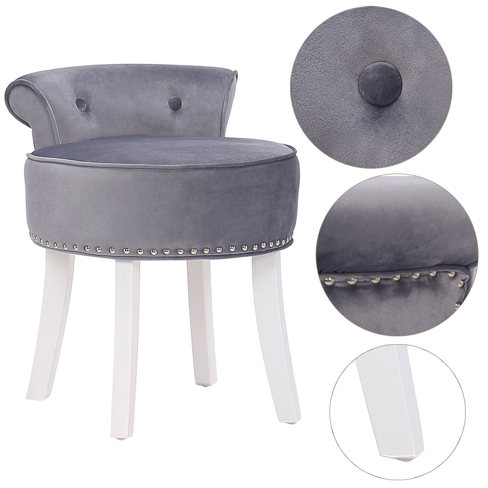 Velvet Upholstered Dressing Table Stool Makeup Vanity Piano Stool