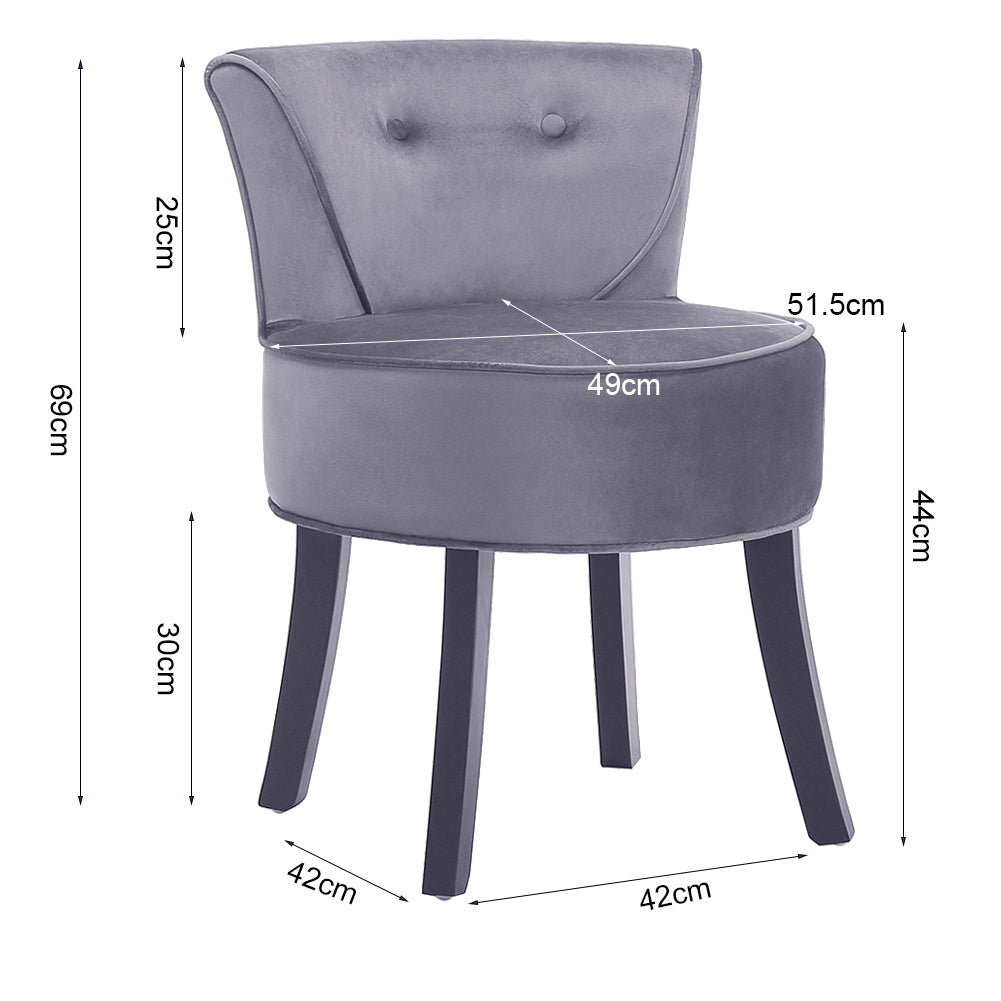 Velvet/Linen Dressing Table Stool Padded Makeup Vanity Chair