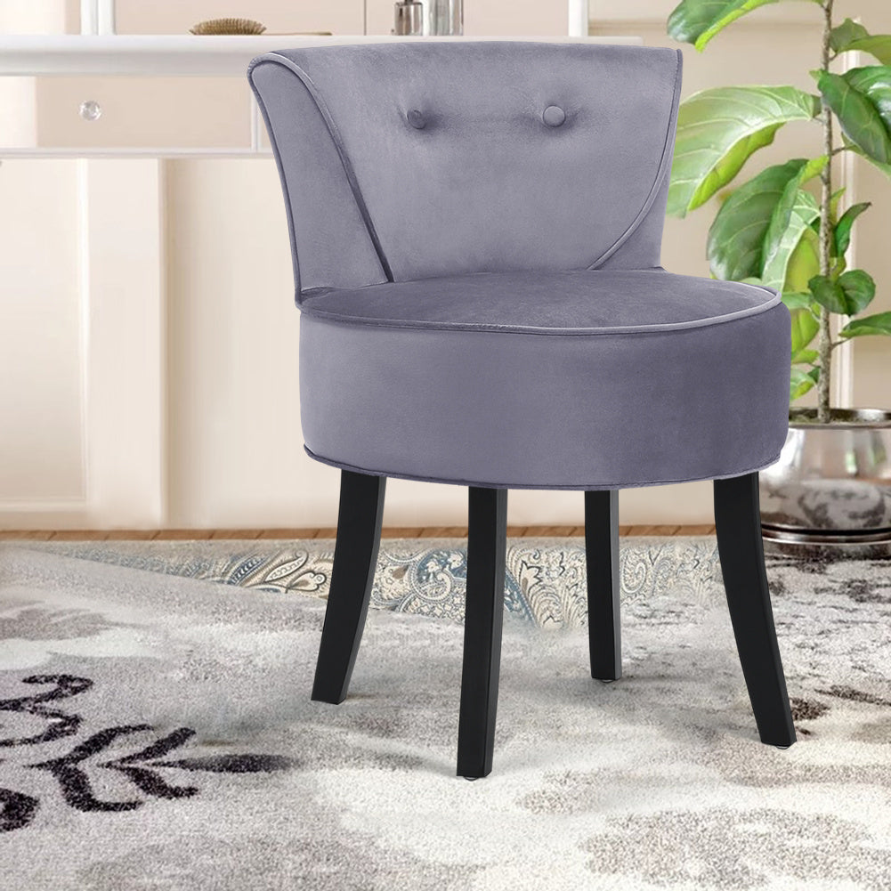 Velvet/Linen Dressing Table Stool Padded Makeup Vanity Chair