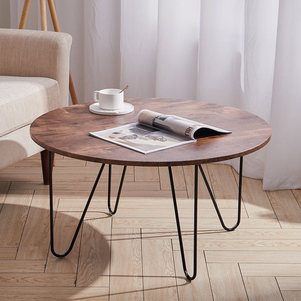 80cm Round Wooden Coffee Table Low Tea End Table
