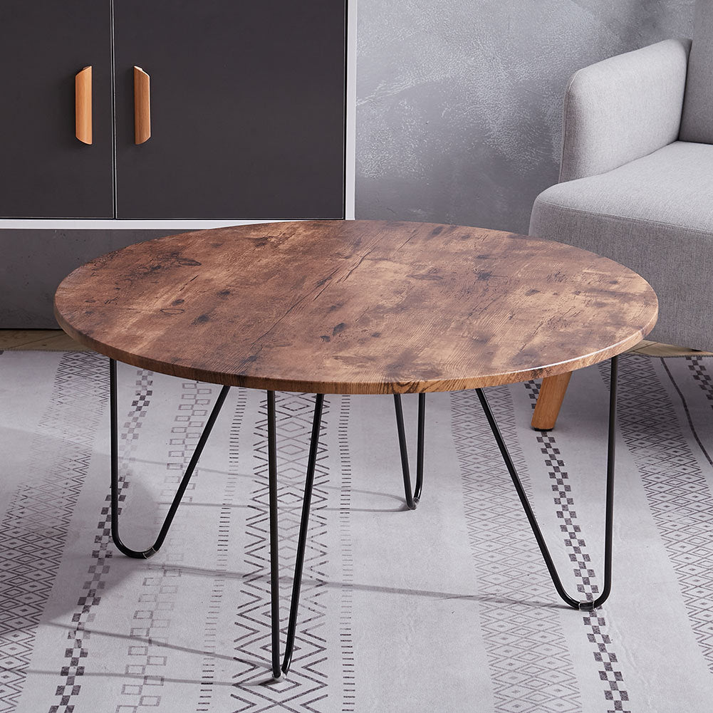 80cm Round Wooden Coffee Table Low Tea End Table