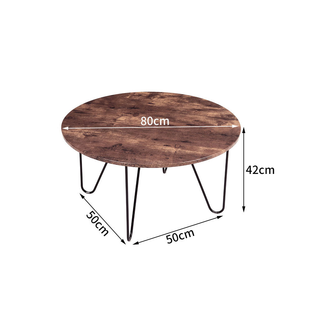 80cm Round Wooden Coffee Table Low Tea End Table
