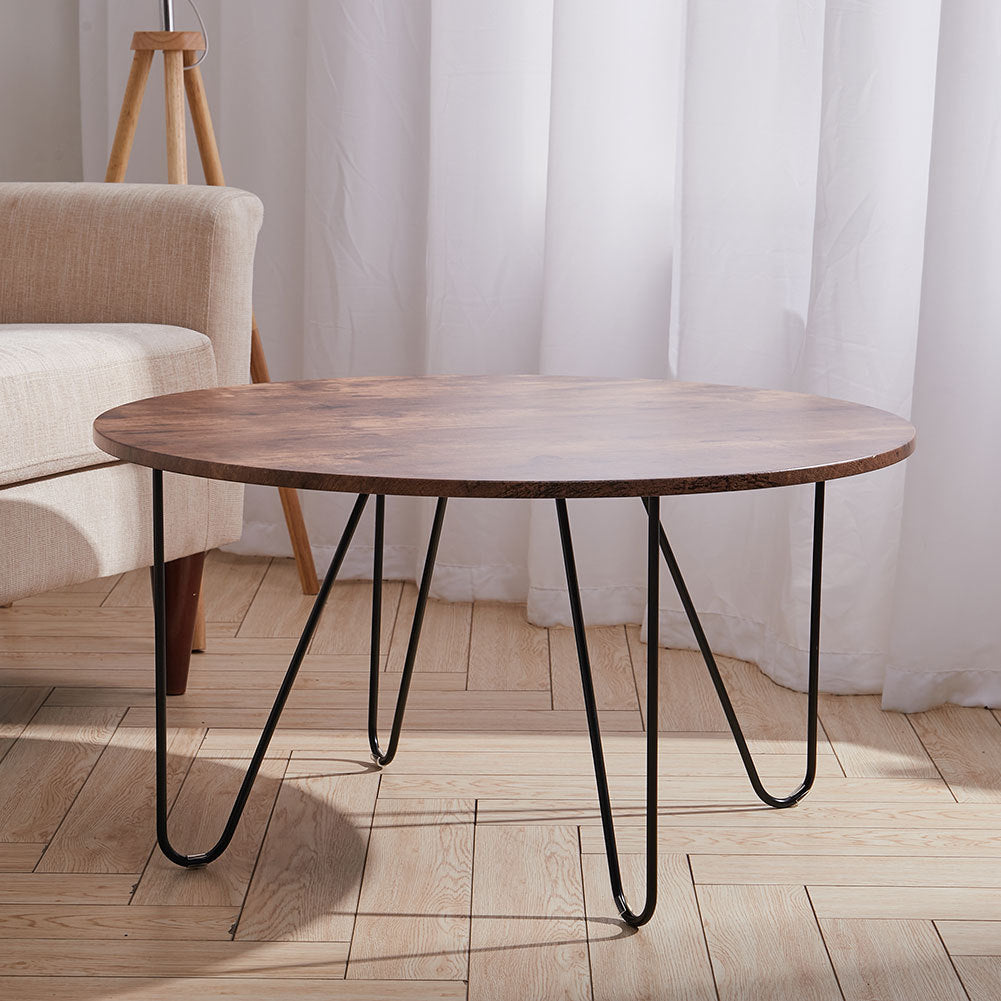 80cm Round Wooden Coffee Table Low Tea End Table