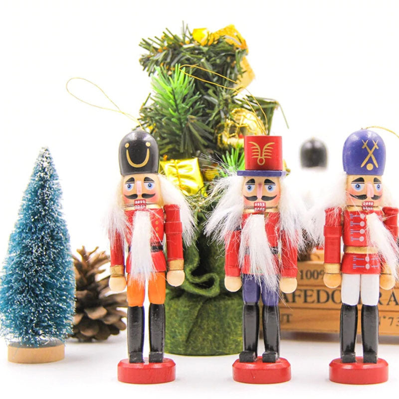 6Pcs Handcraft Traditional Wooden Nutcracker Soldier Set Christmas Ornament