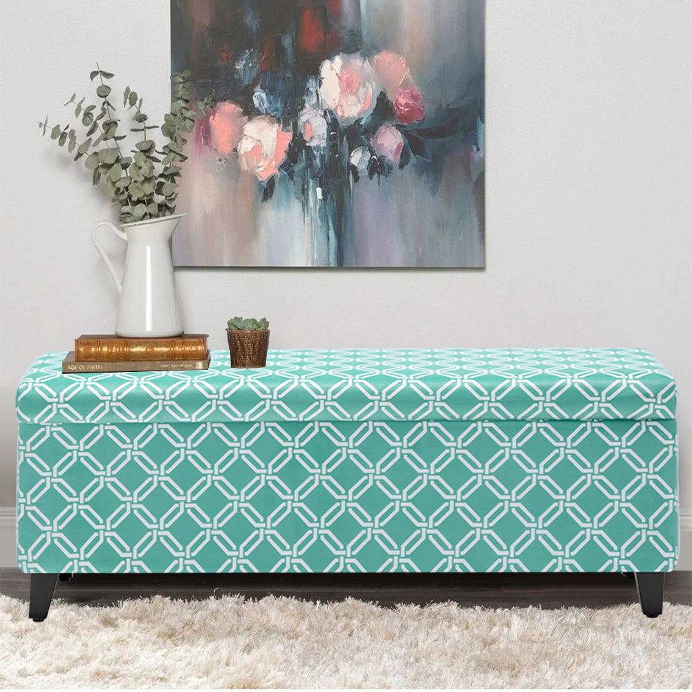 Vintage Printed Fabric Ottoman Storage Box Bench Window Seat Padded Piano Chairs