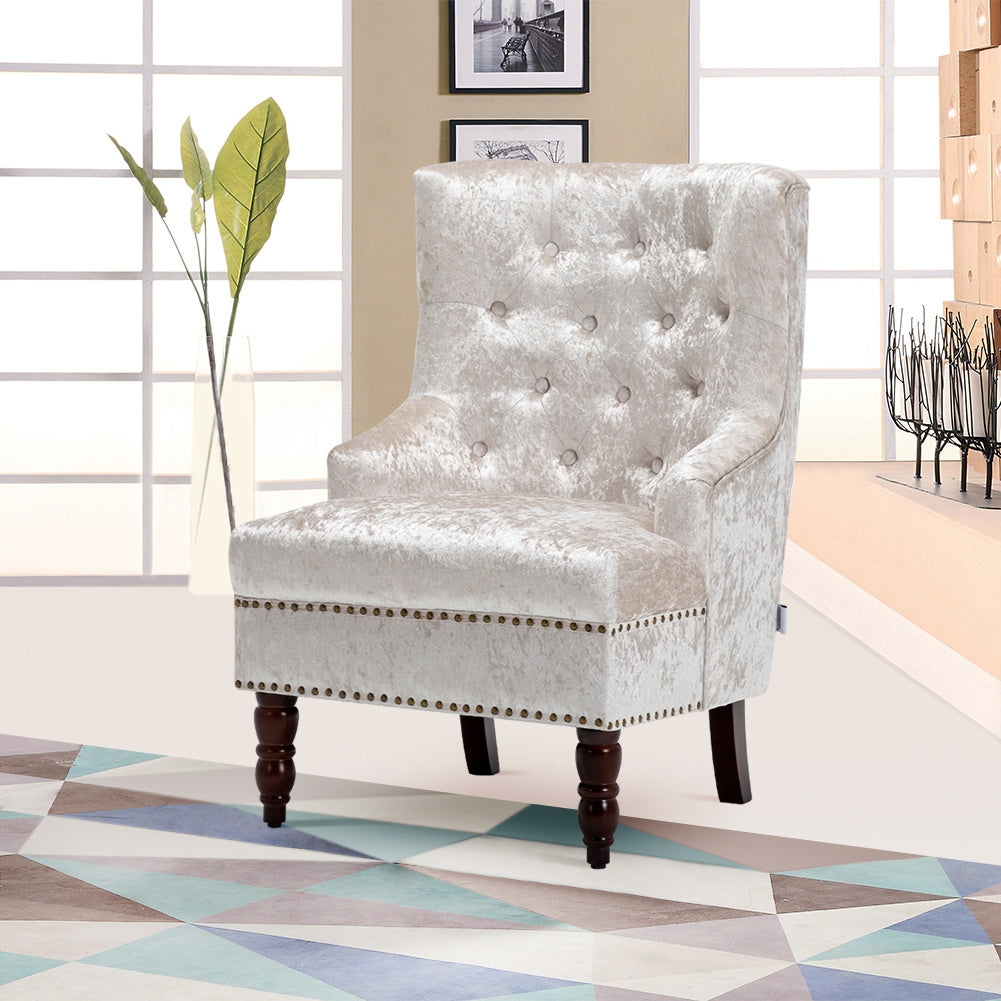 Chesterfield Crushed Velvet Dining Chair Button Studded Armchair