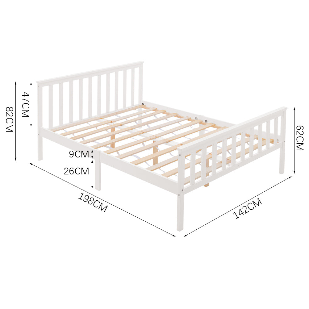 4ft6 Solid Pine Wood Double Size Bed Frame for Kids Adult Bedroom