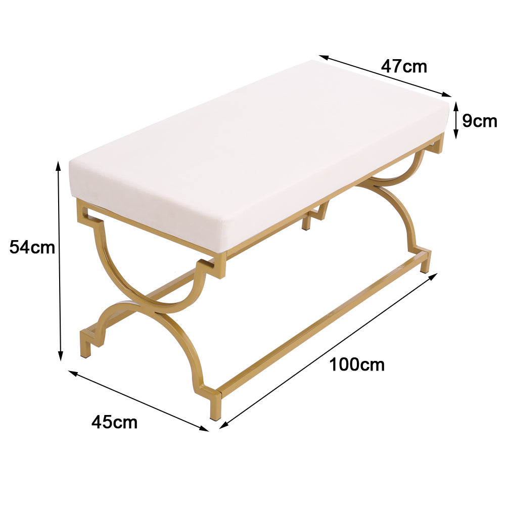 2 Seater Upholstered Velvet Bench Pouffe Bed End Stool