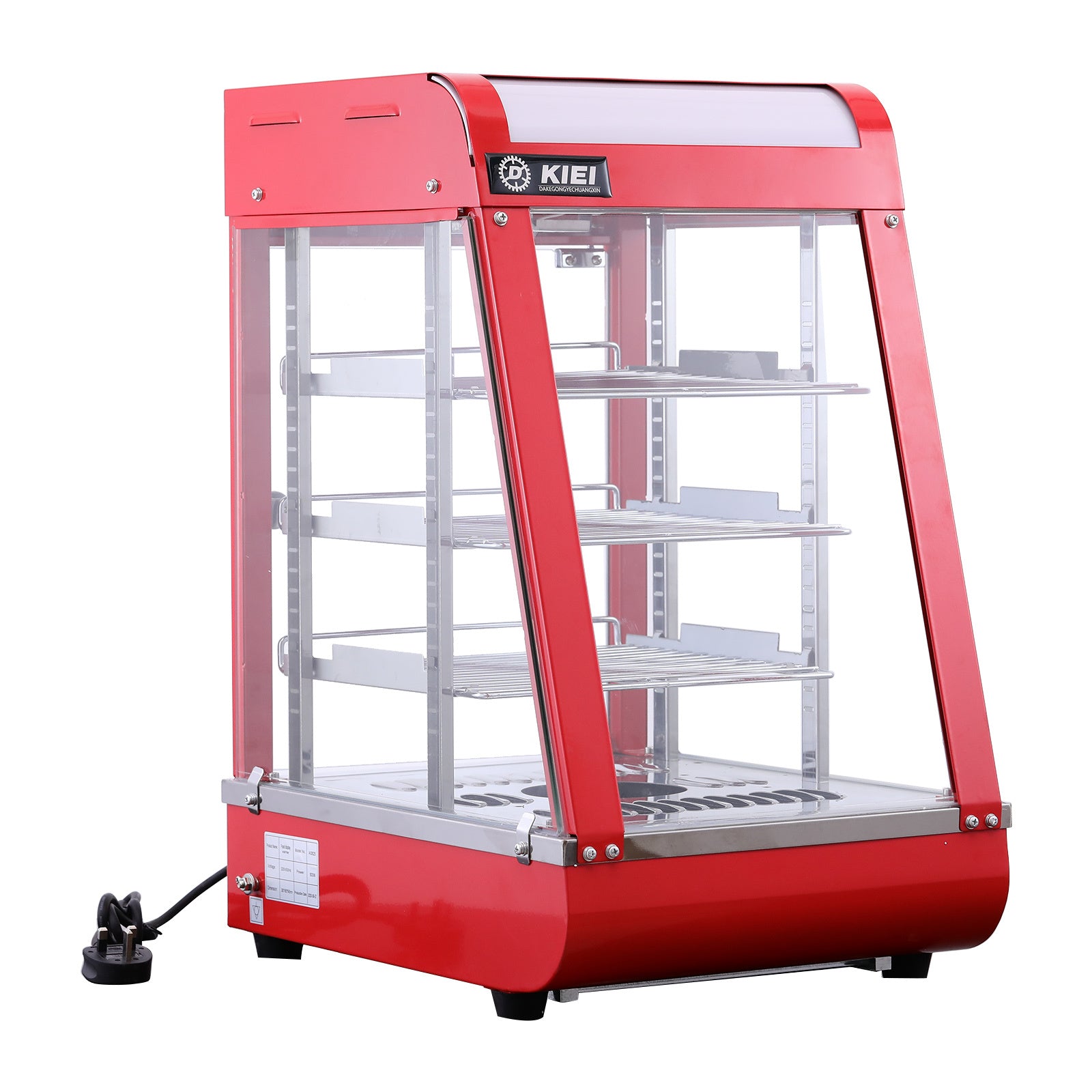 3 Tier Stainless Commercial Food Warmer Pizza Pie Cabinet Display with 3 Plates