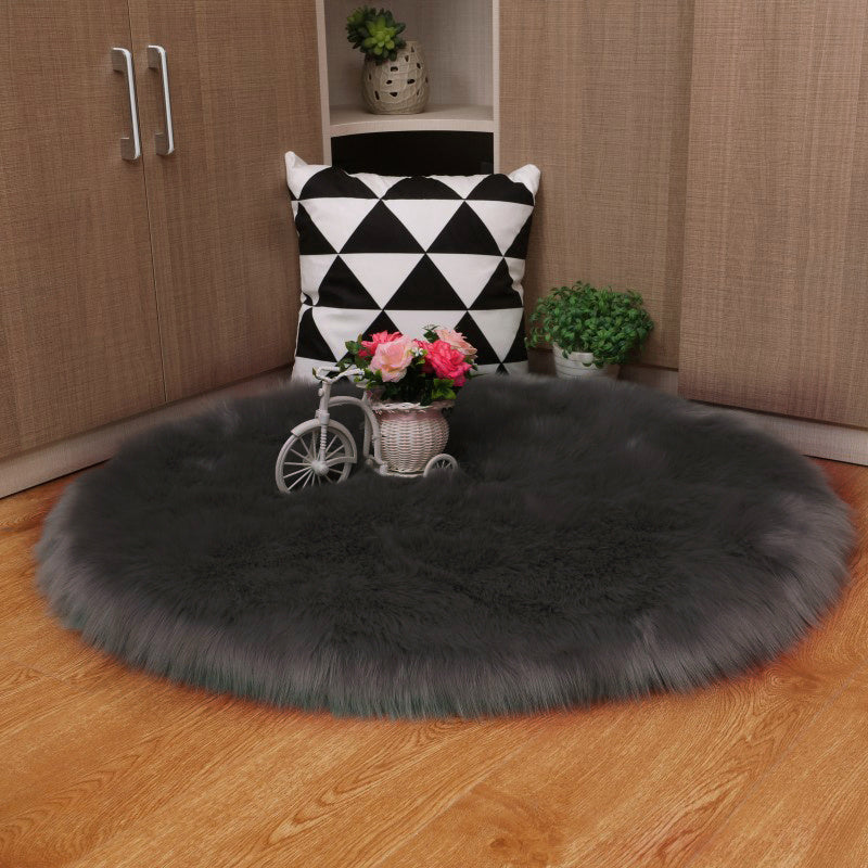 Round Fluffy Faux Fur Anti-Skid Shaggy Area Rug Carpet Floor Mat