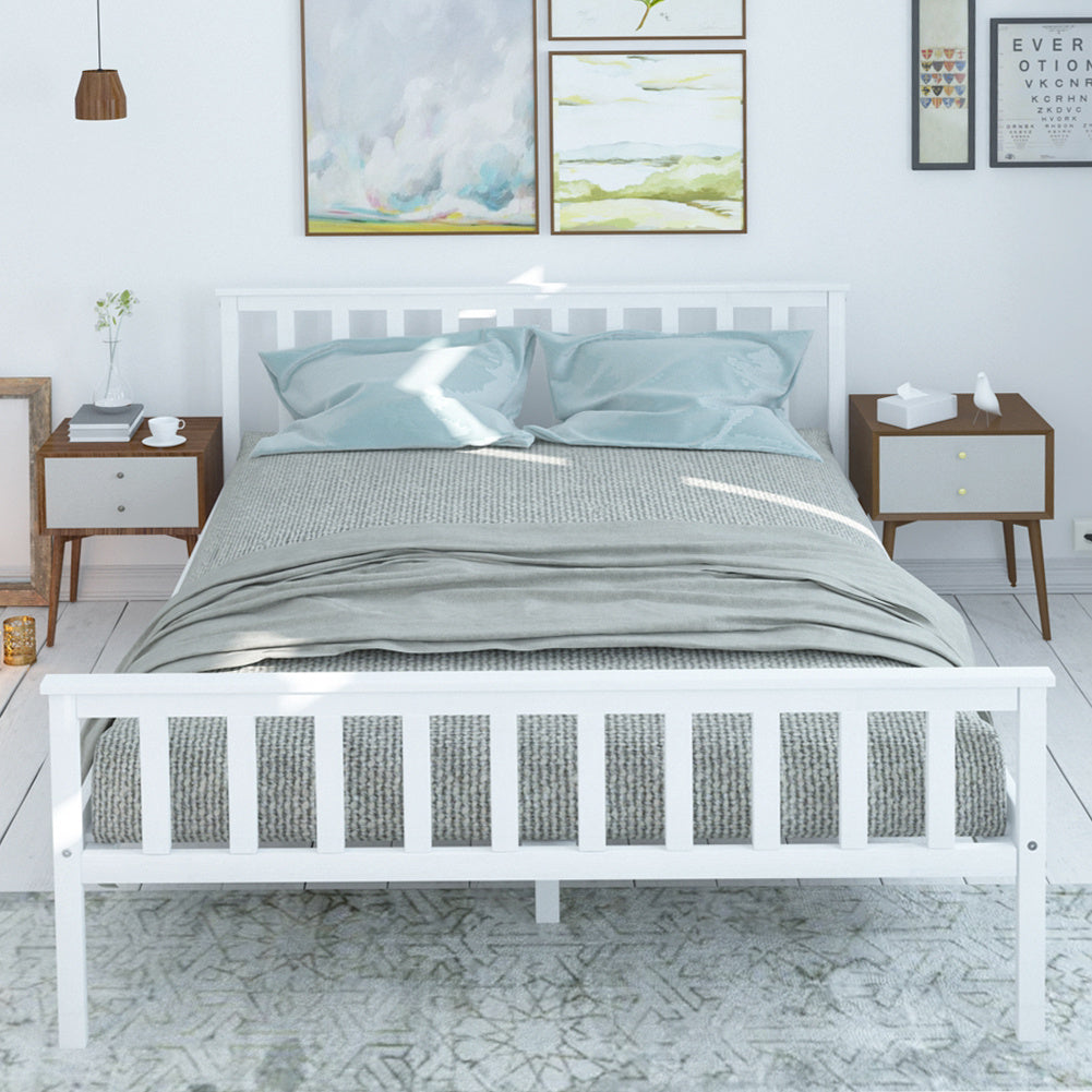 4ft6 Solid Pine Wood Double Size Bed Frame for Kids Adult Bedroom