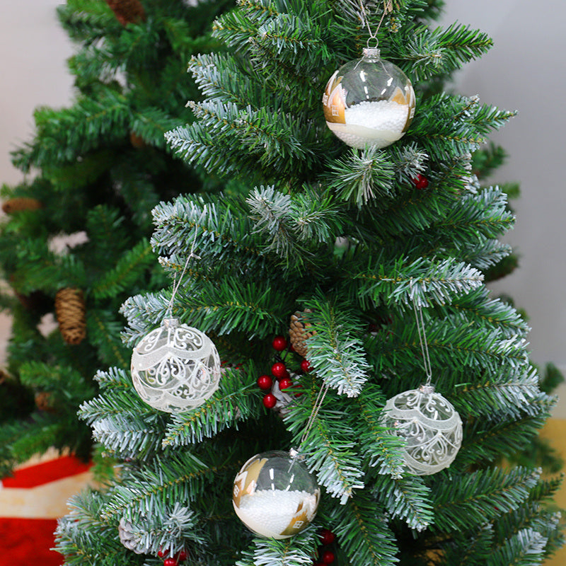 6Pcs Painted Decor Christmas Shop Hanging Baubles Craft Xmas Mixed Glitter Balls