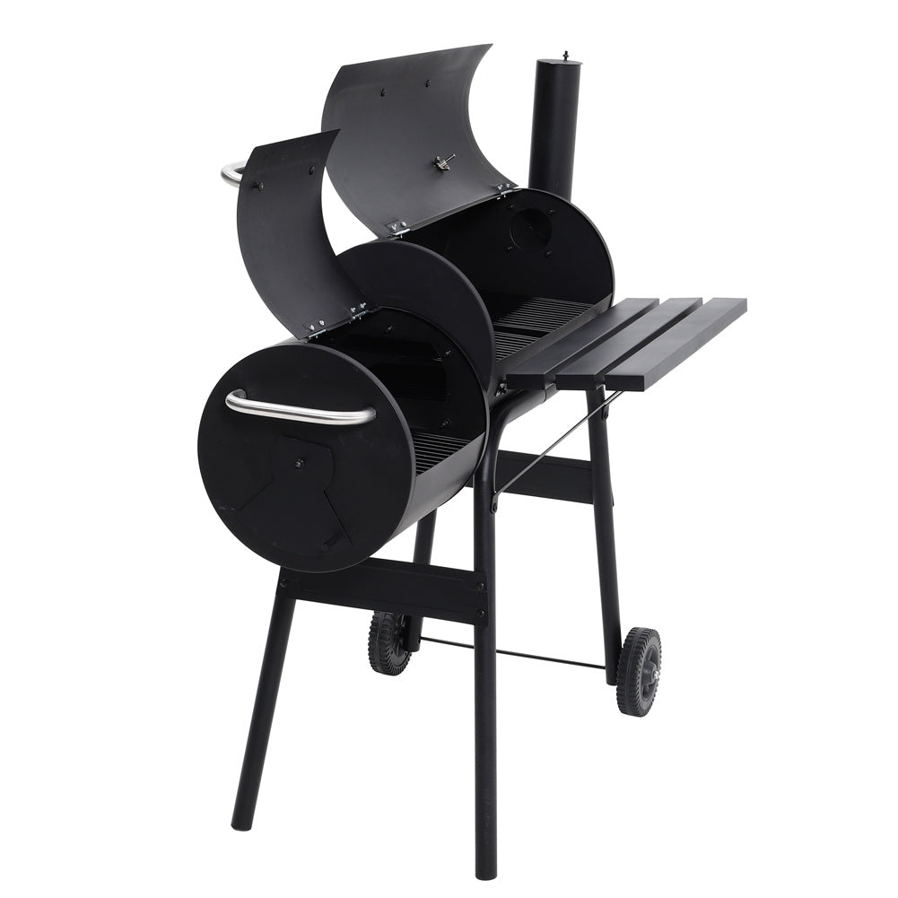 45 Inch Garden Party Charcoal Smoker Grill BBQ 2 Barrel Trolley