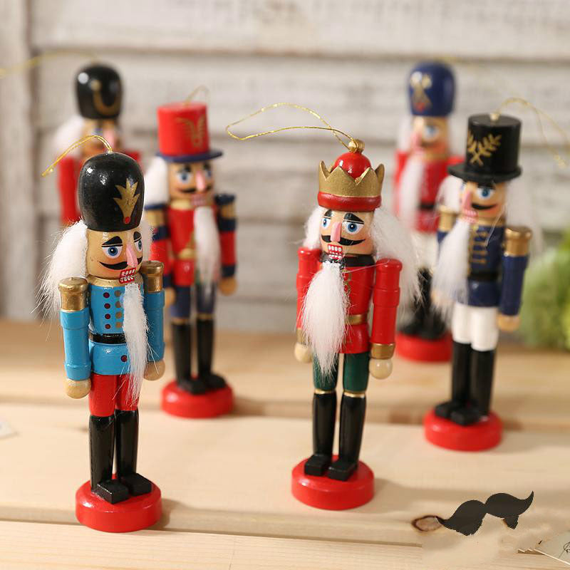 6Pcs Handcraft Traditional Wooden Nutcracker Soldier Set Christmas Ornament