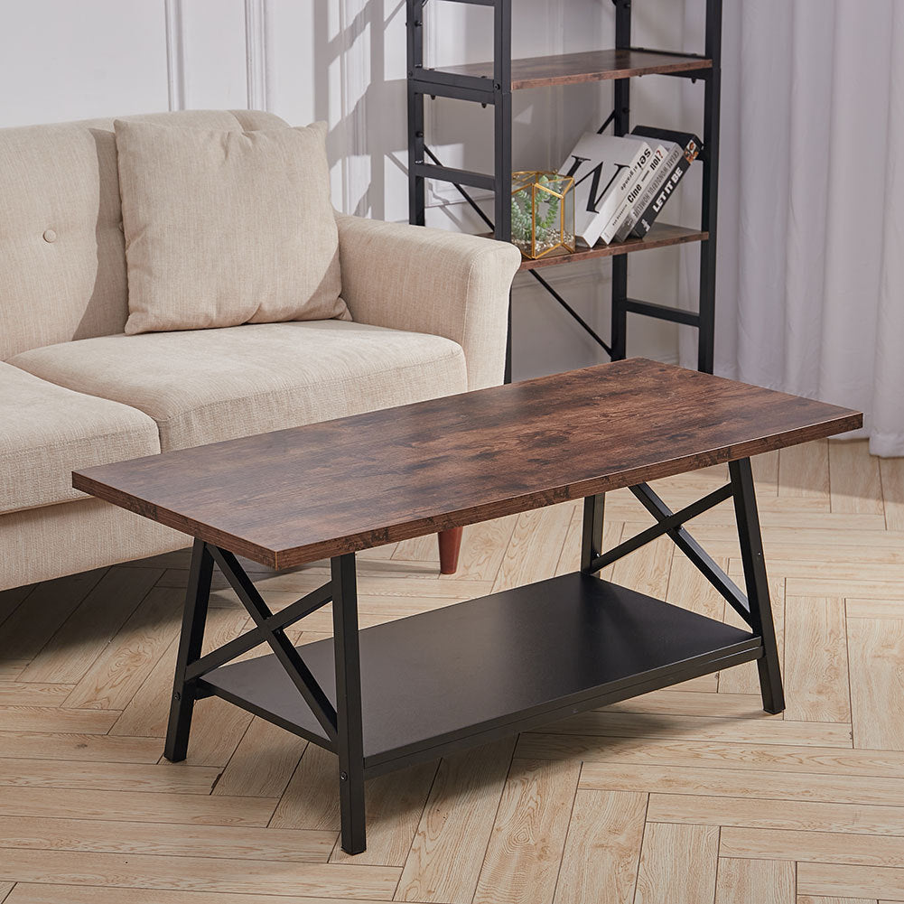 Retro Rectangle Wooden Coffee Table Tea End Table