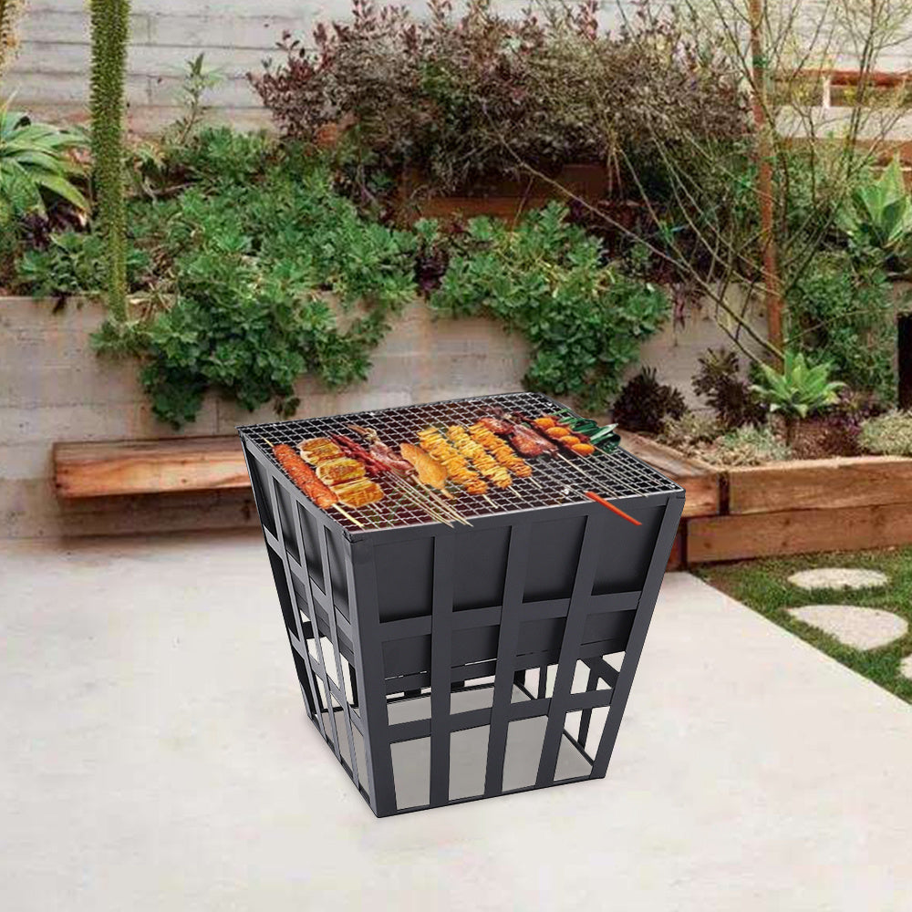 Square Outdoor Garden BBQ Heater Fire Pit Charcoal Grill