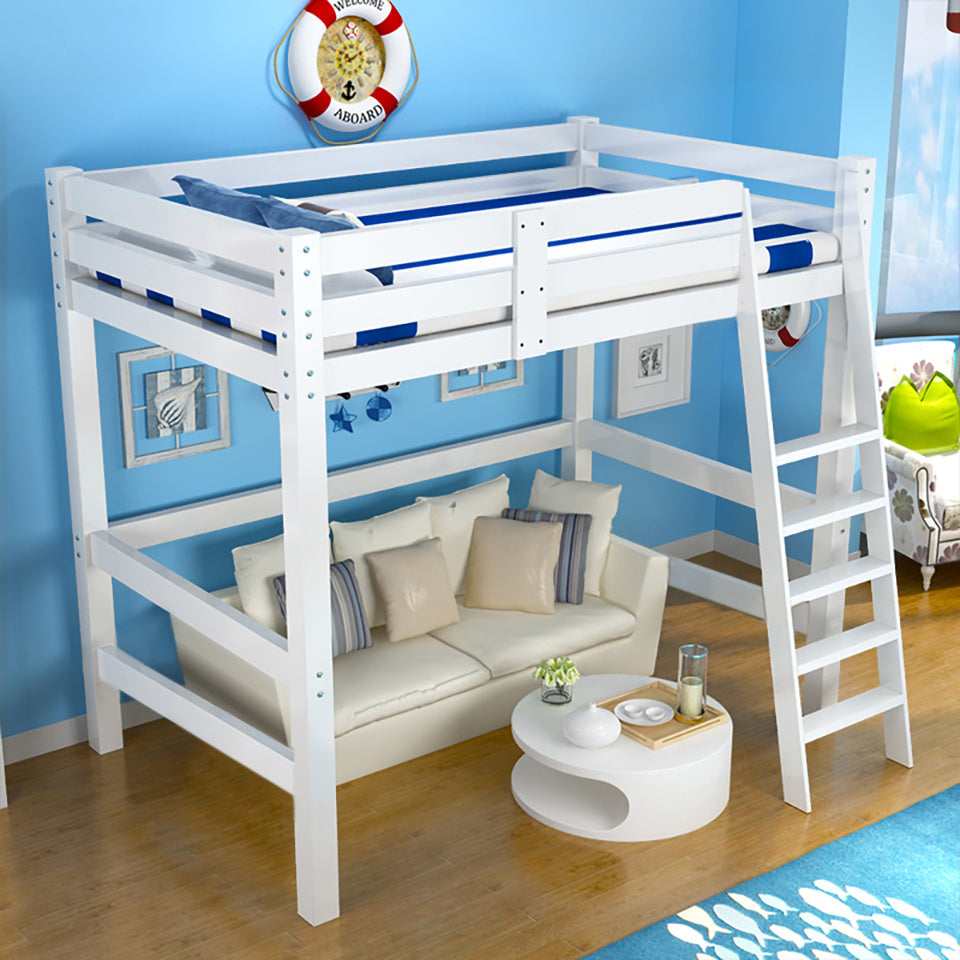Kids Junior Wooden Twin Loft Bunk Bed Bedroom Furniture with Ladder Space Saver