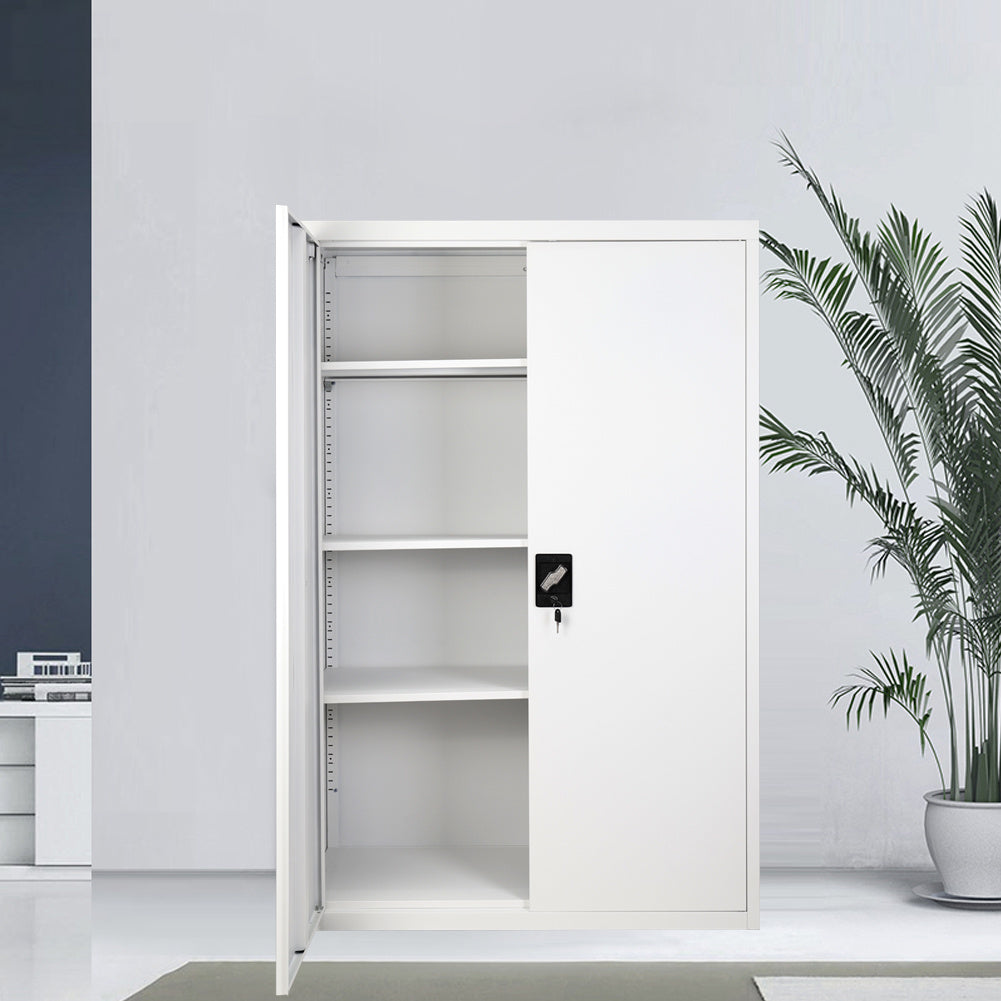 Office 2 Doors Filing Cabinet Metal Lockable Document Storage Cupboard Furniture