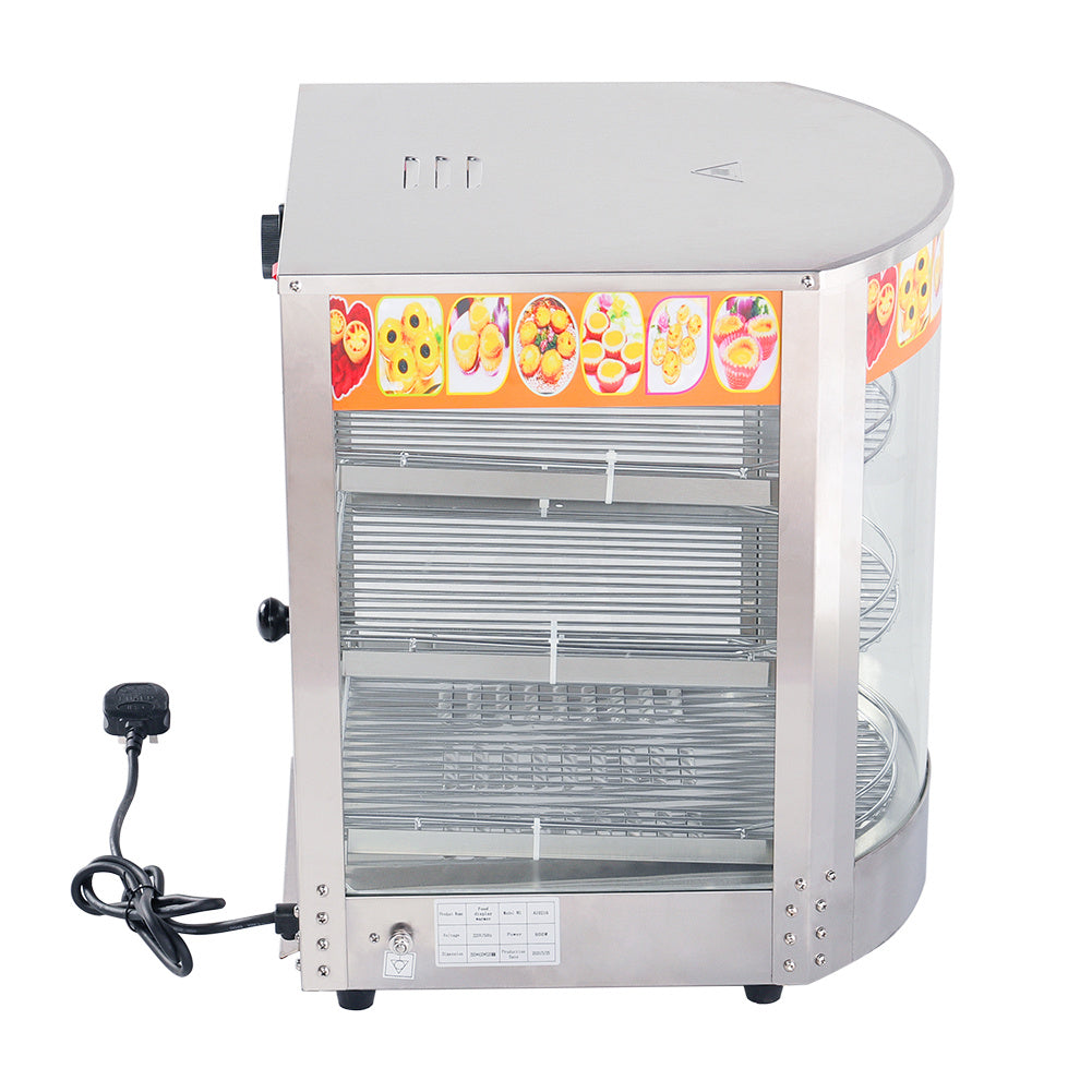 3 Tier Commercial Food Display Warmer Countertop Pie Chicken Heating Showcase