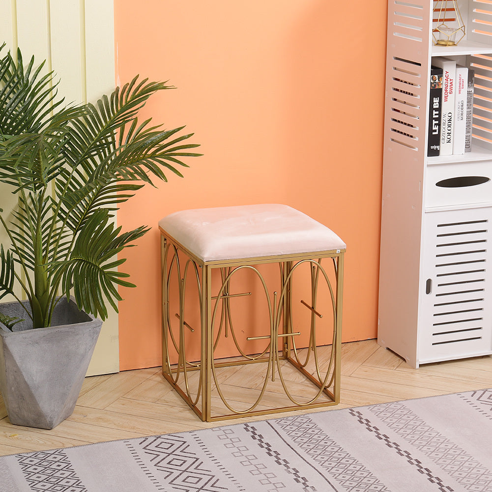 Square Velvet Dressing Table Stool Pouffe Vanity Makeup Chair Footstool Bedroom
